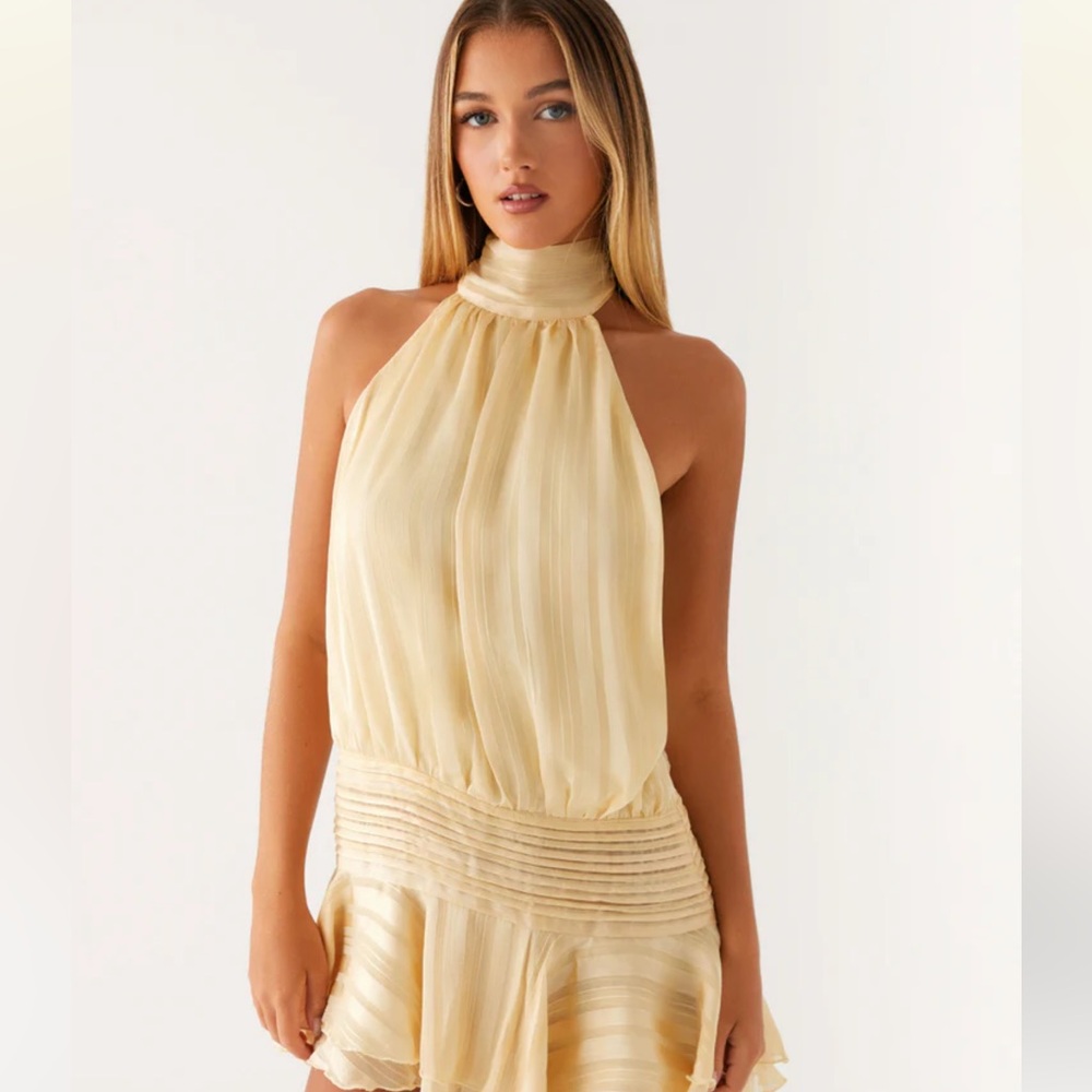 NWT Peppermayo Willow Chiffon Mini Dress - Yellow
